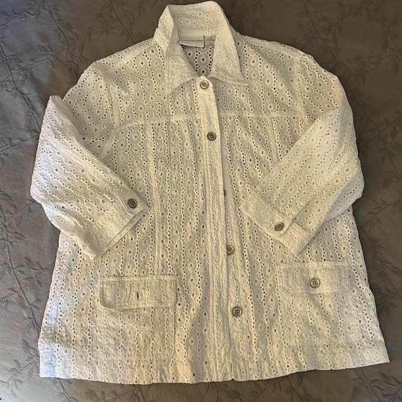 Cotton Eyelet 3/4 sleeve Jacket - Picture 9 of 12